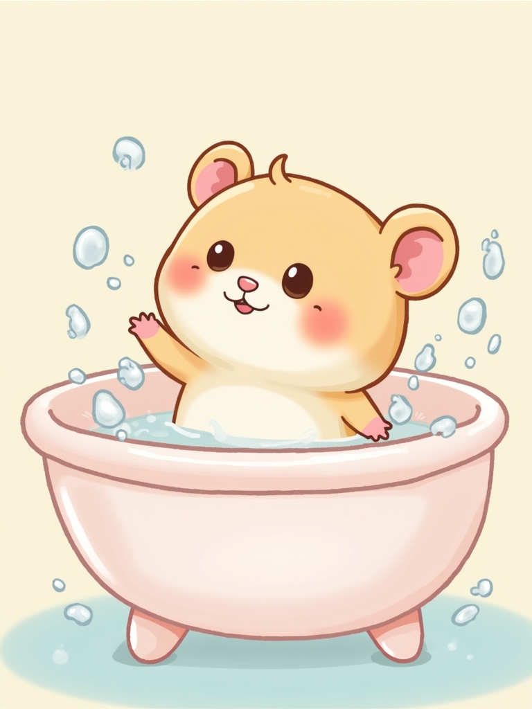 adorable hamster enjoying relaxing bath