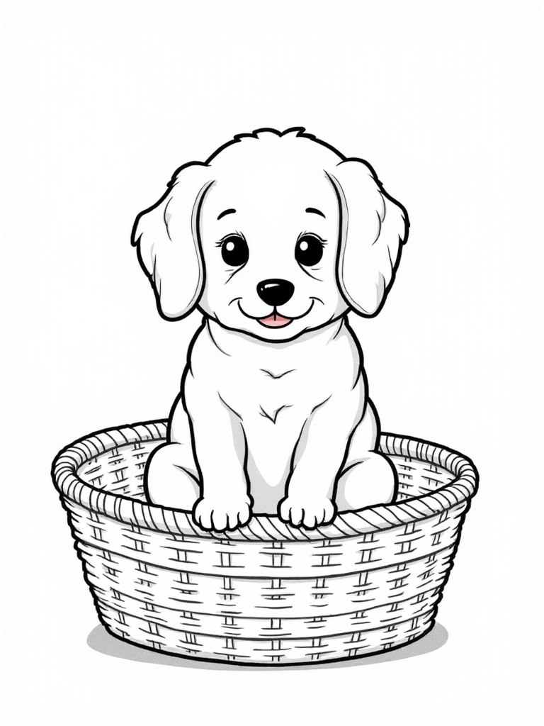 adorable puppy in basket