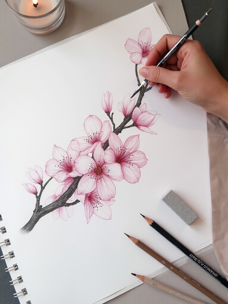 beginner cherry blossom drawing