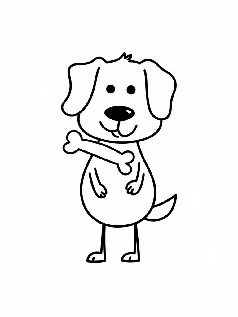 bone holding dog illustration