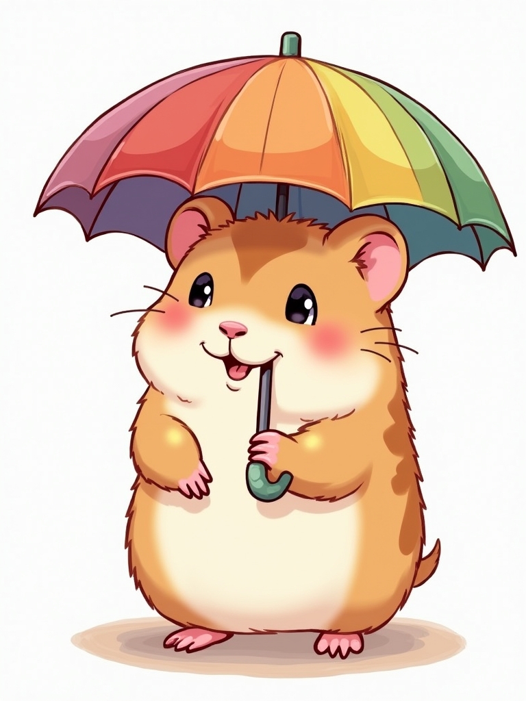 colorful rodent shielded by parasol