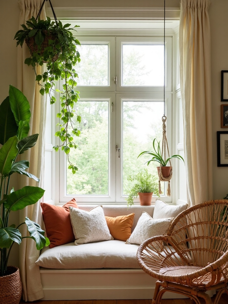 cozy plant inspired reading spaces