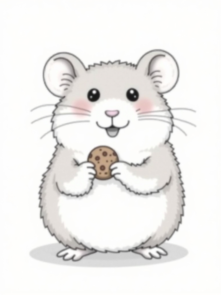 cute cartoon hamster eating cookie