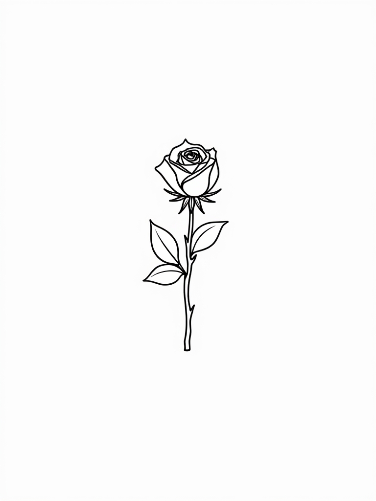 detailed side view rose drawing