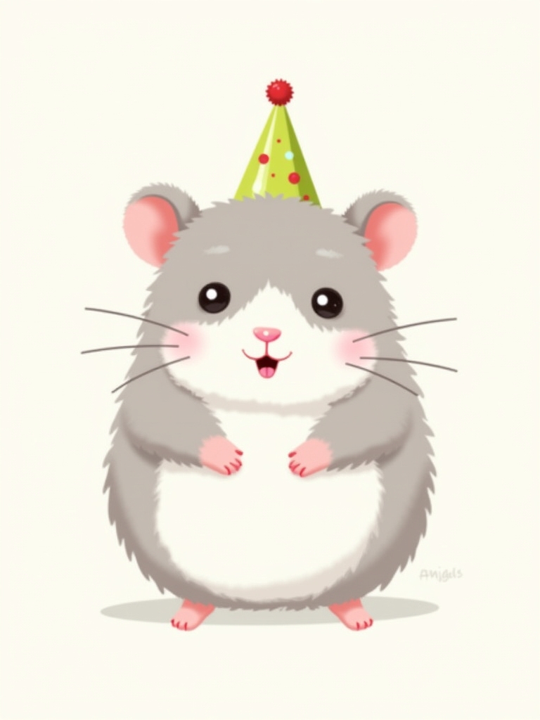 hamster celebrating birthday with cake