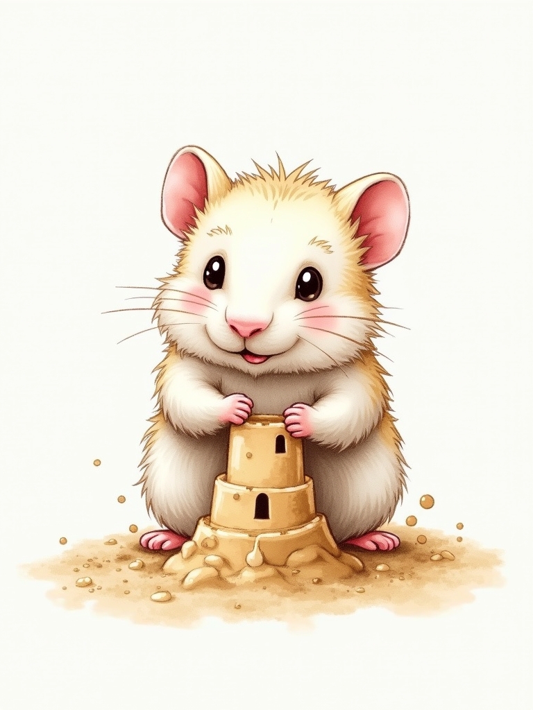 hamster constructing intricate seaside structure