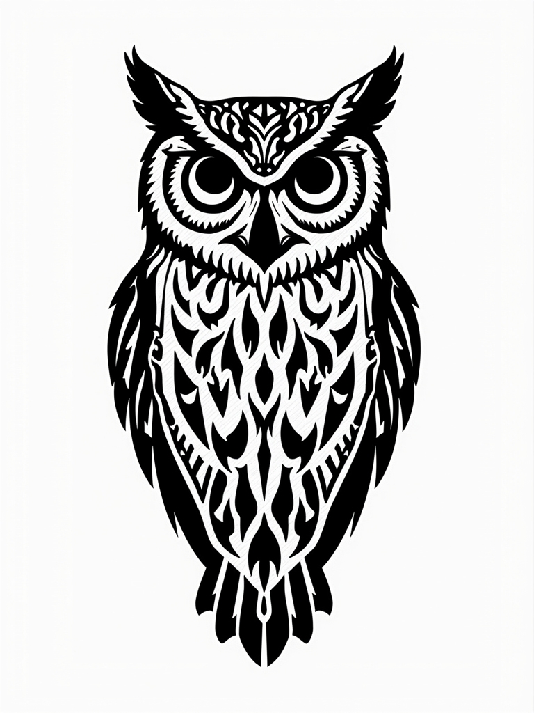 intricate patterned owl silhouette