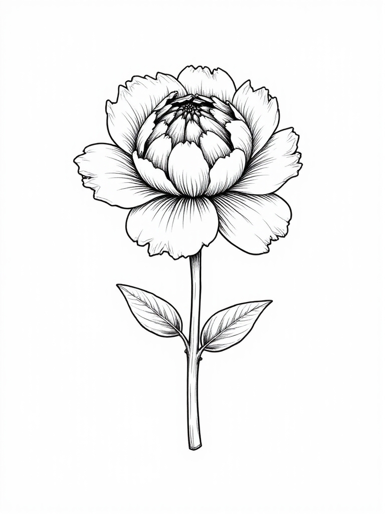 peony sketching with depth