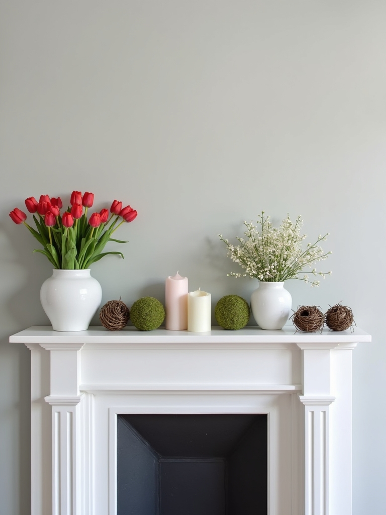 seasonal mantel and shelf decoration