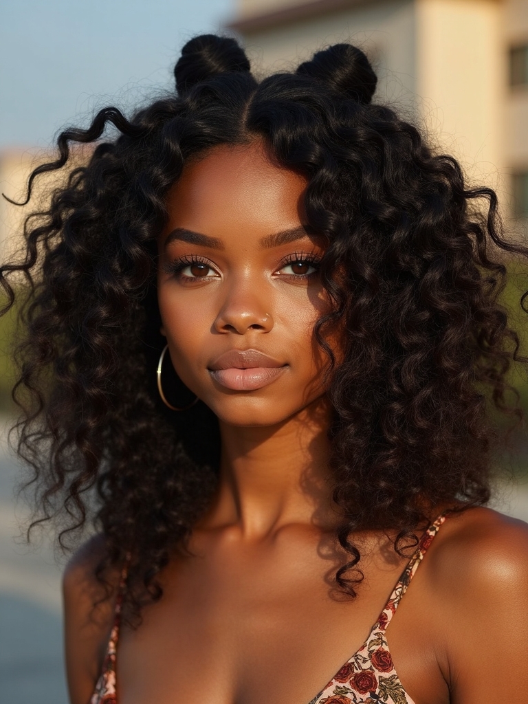 bantu knots with curls