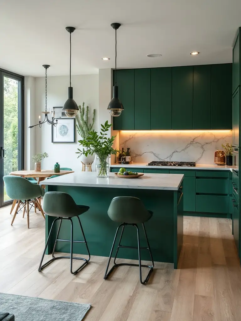 accent color integrating open concept design