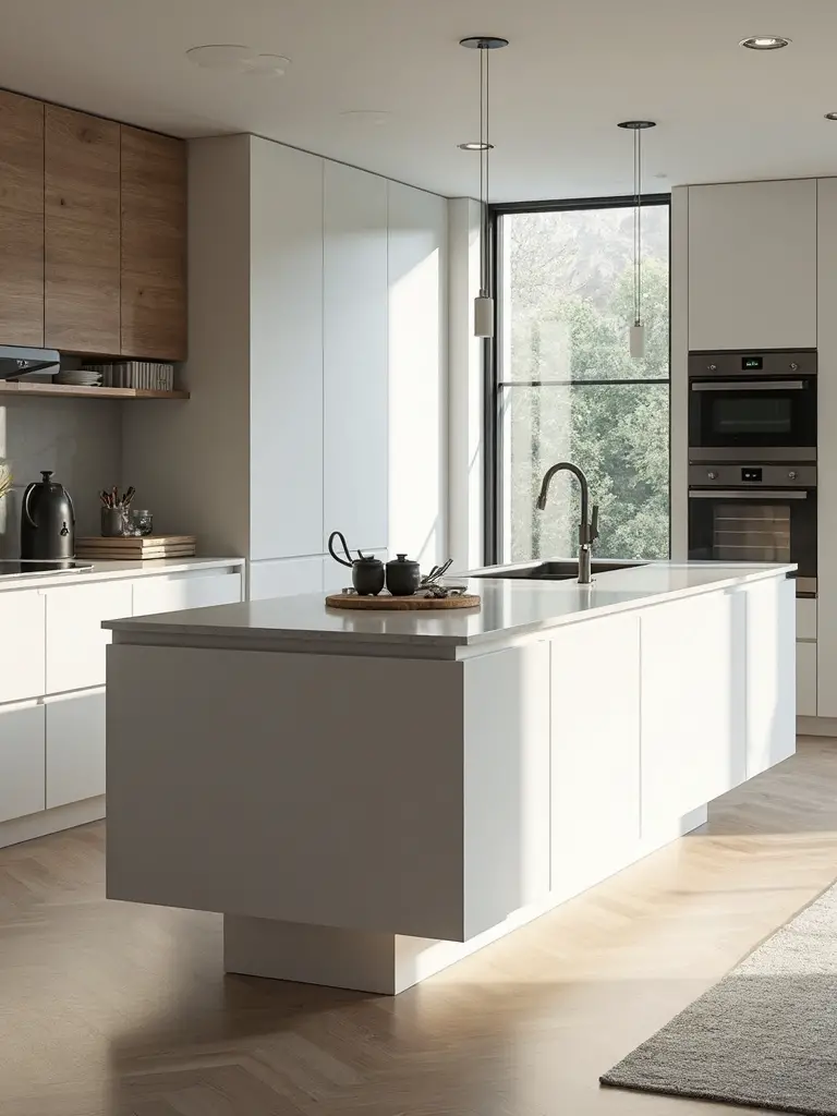 airy open minimalist kitchen island