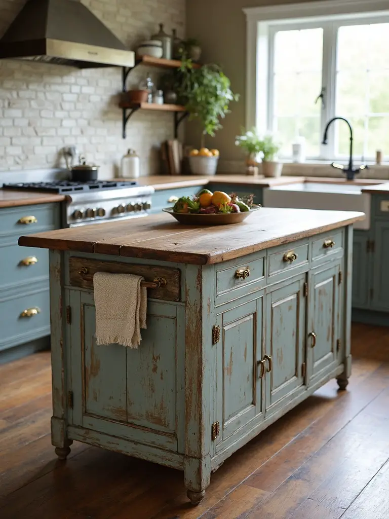 authentic rustic farmhouse kitchen centerpiece