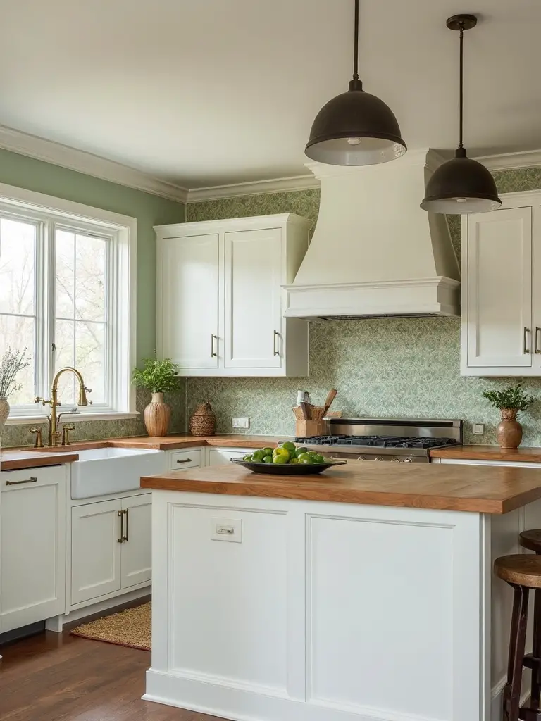 captivating patterned tiles complement farmhouse kitchen