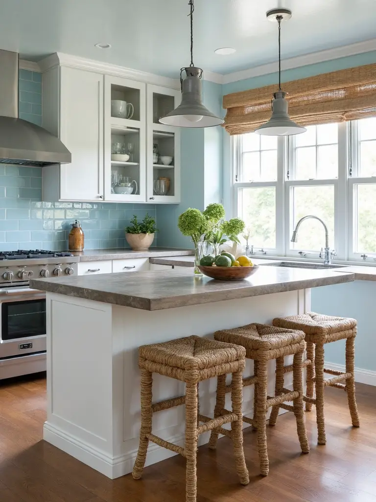 casual coastal kitchen bar seating