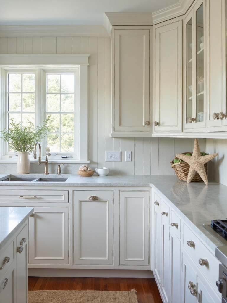 coastal farmhouse cabinetry with rustic charm