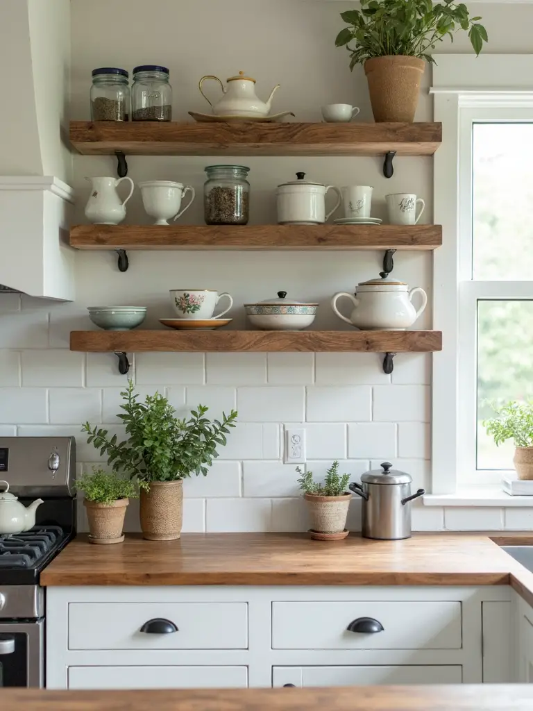 cozy cottage kitchen storage display