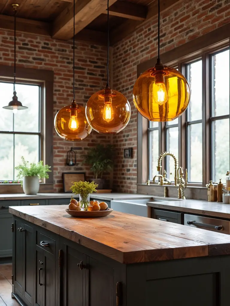 dramatic rustic bright statement lighting