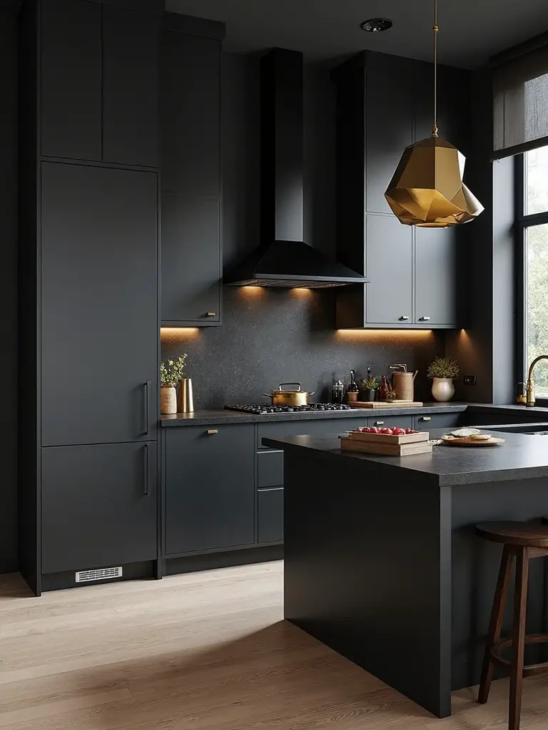 dramatic sophisticated luxurious moody kitchen