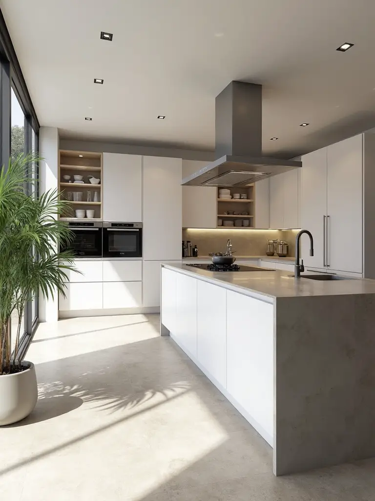 efficient elegant organized open kitchen storage