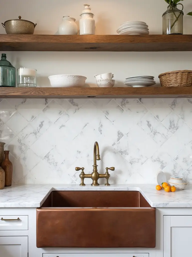 elegant rustic marble kitchen mosaics
