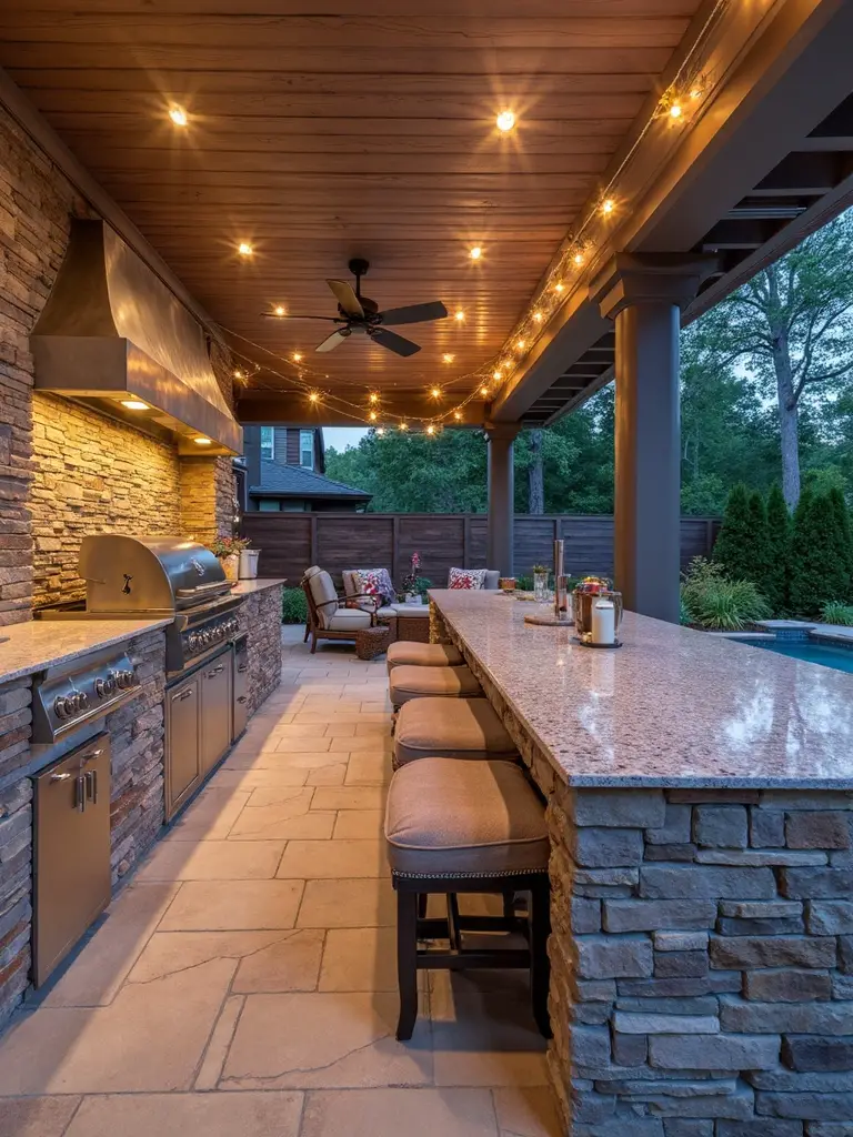 expansive zoned outdoor entertainment space