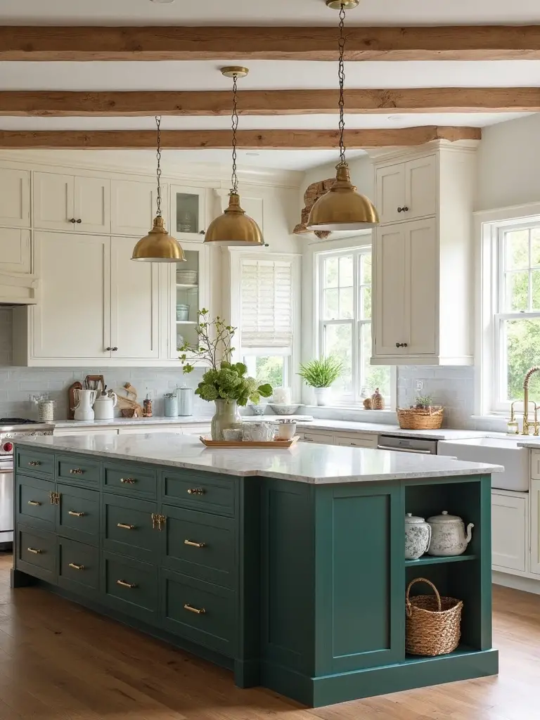 farmhouse inspired cream and dark green