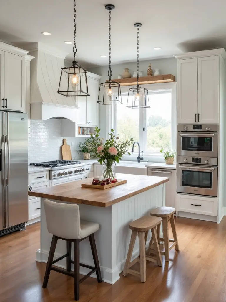 functional farmhouse island seating integration