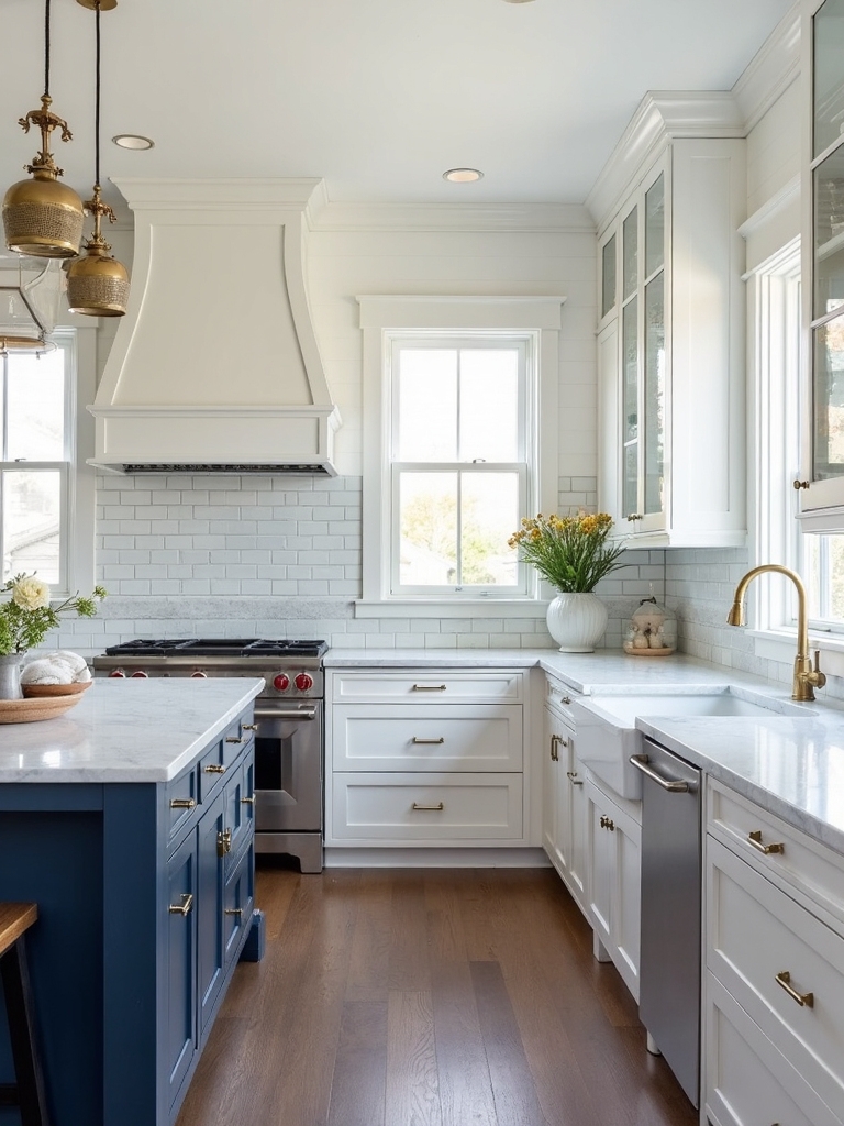 harmonious white and blue kitchen