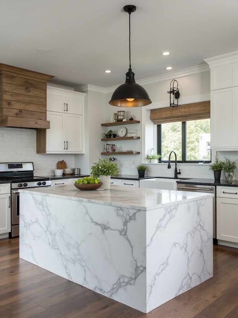 industrial pendant kitchen focal point