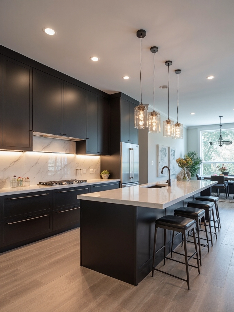 layered lighting enhances kitchen functionality