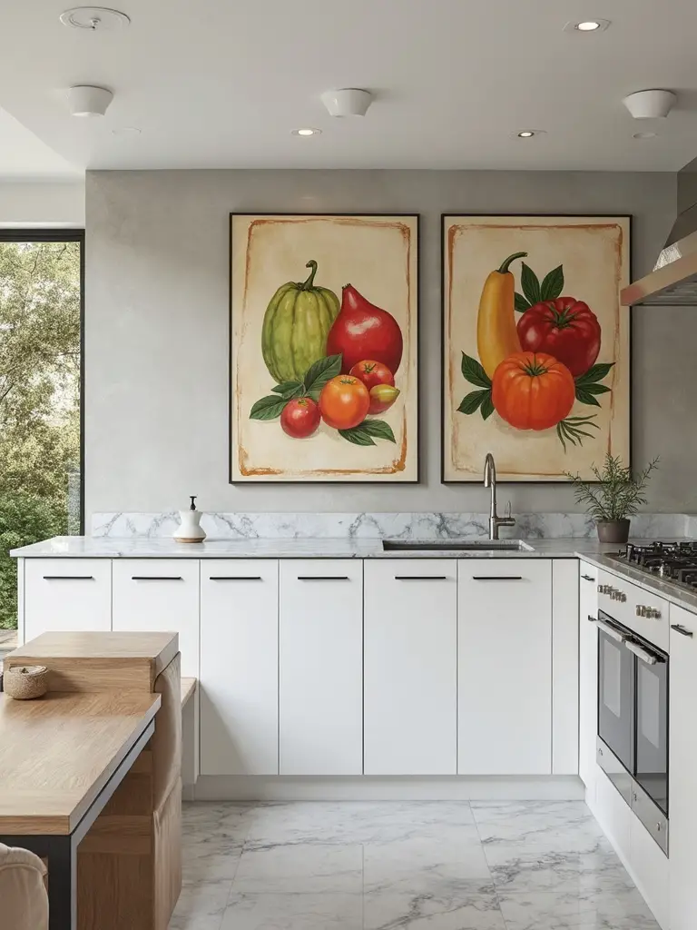 lively food themed print art decor