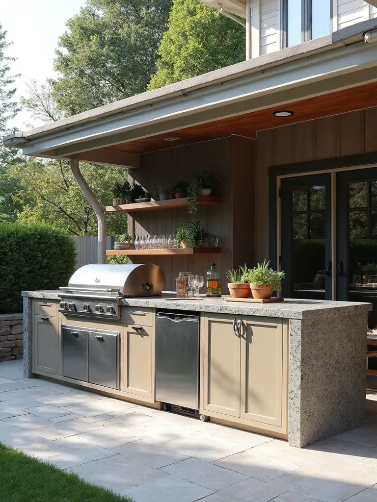 modular outdoor kitchen cooking space