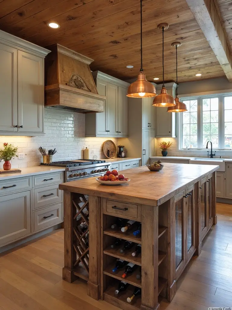 multifunctional rustic kitchen island storage
