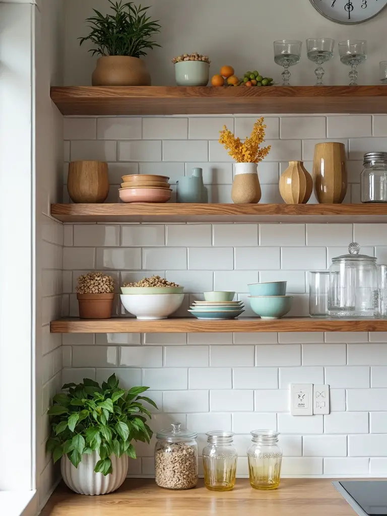 open shelving enhances visual flow
