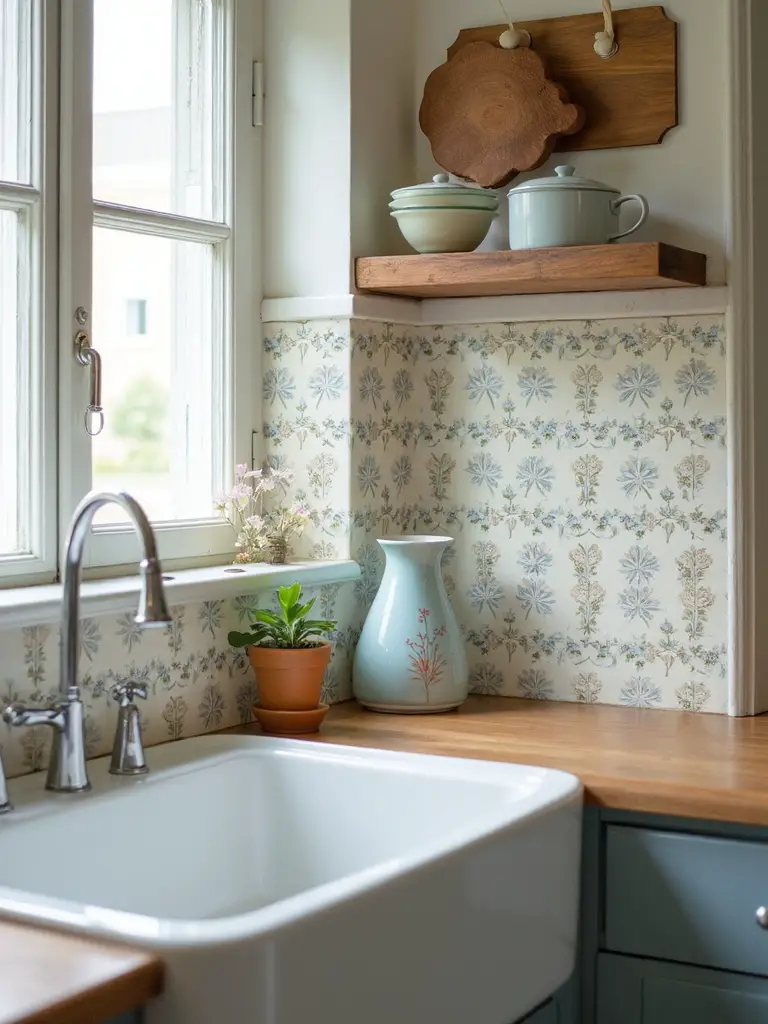 personalized cottage kitchen artistic backsplash