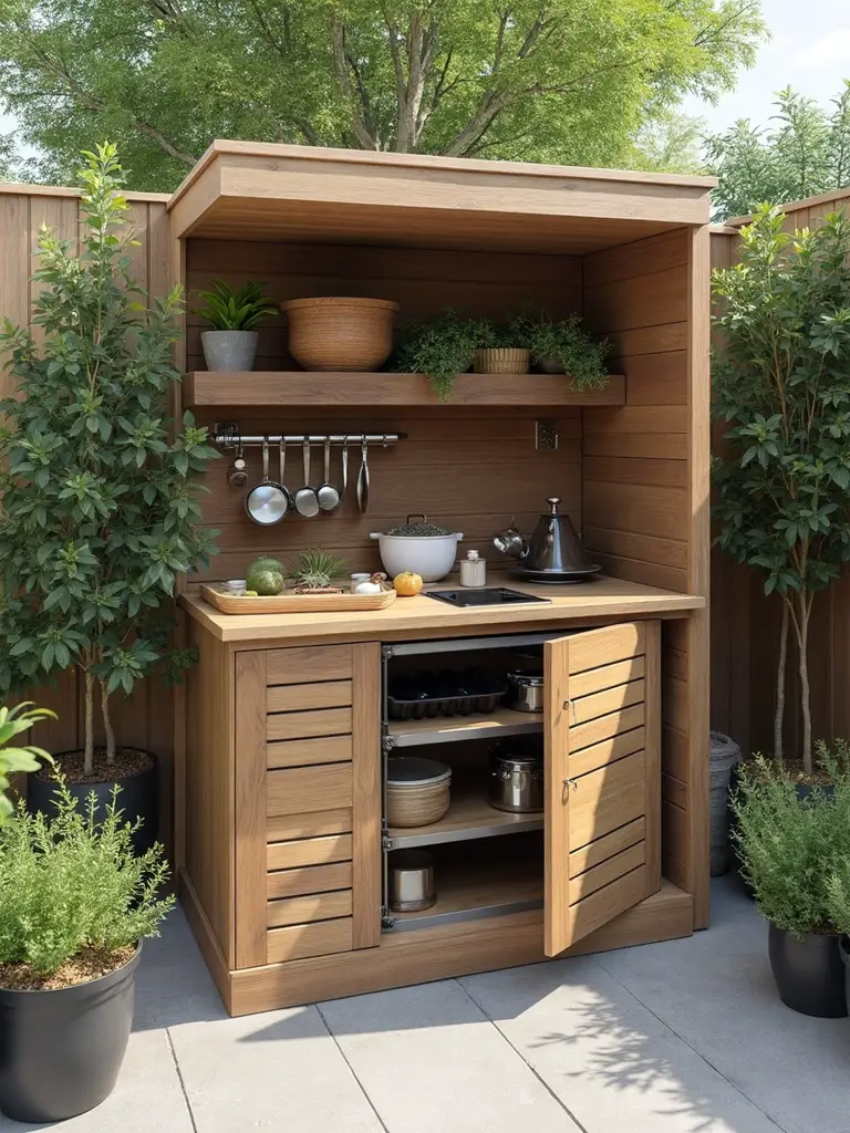 retractable space saving outdoor kitchen solution