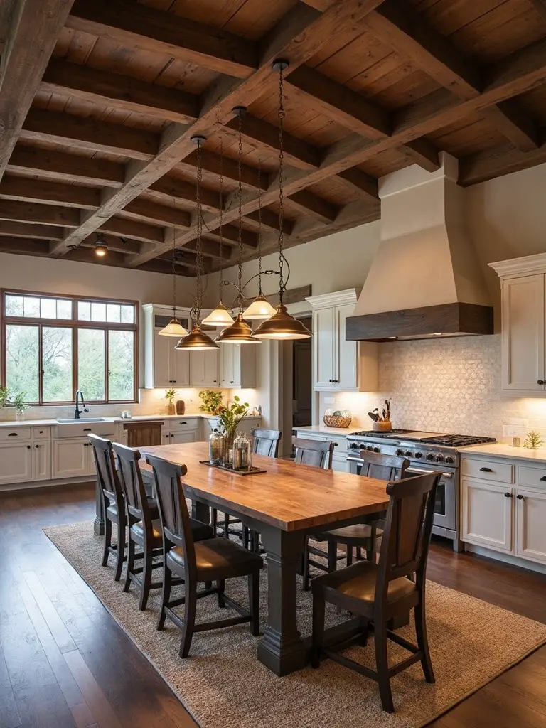 rustic exposed wooden beams charm