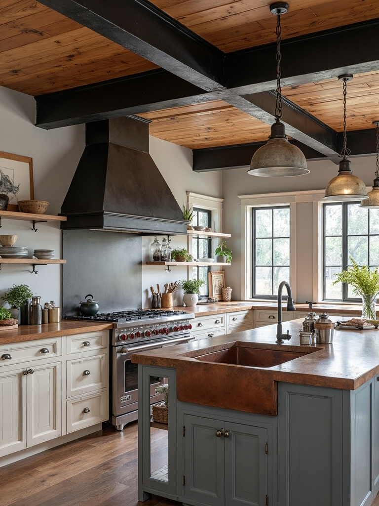rustic industrial farmhouse kitchen aesthetic