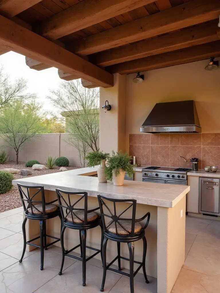 rustic southwestern inspired outdoor kitchen design