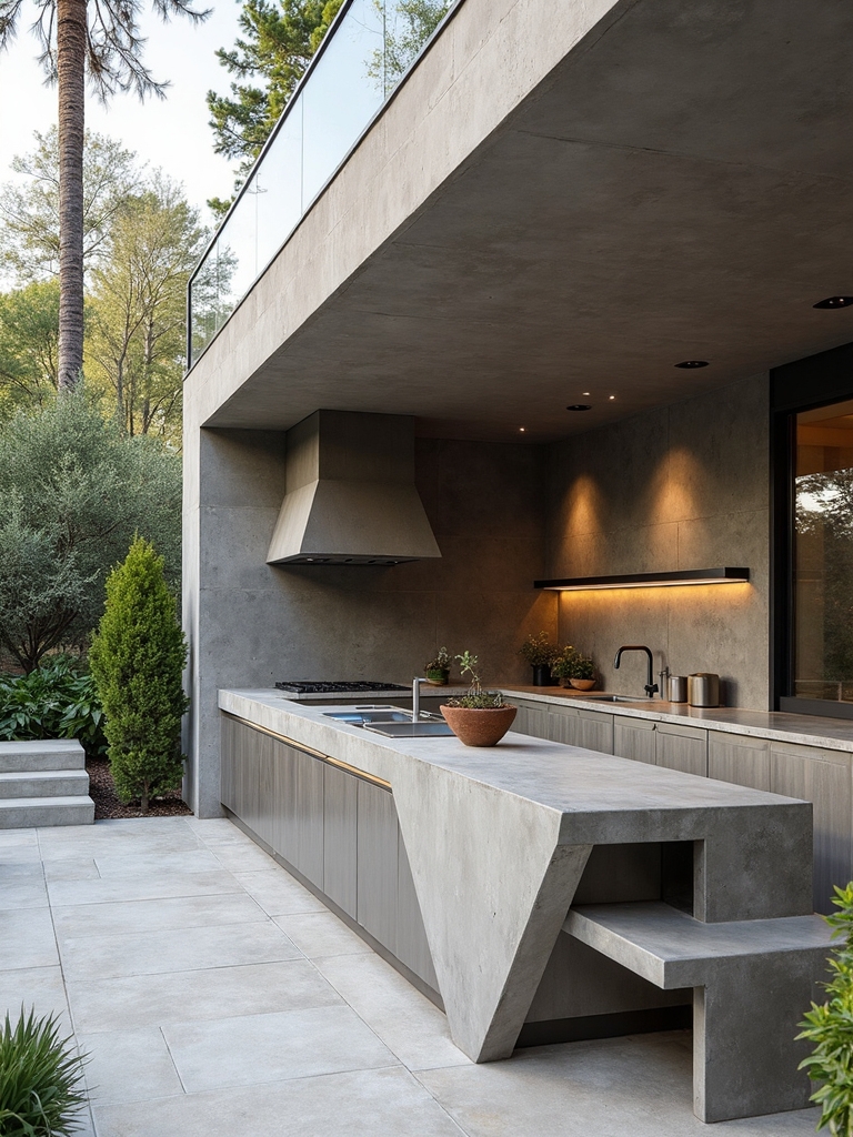 sculptural concrete outdoor kitchen designs