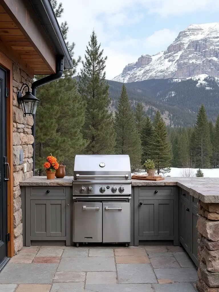 seamless indoor outdoor mountain kitchen design