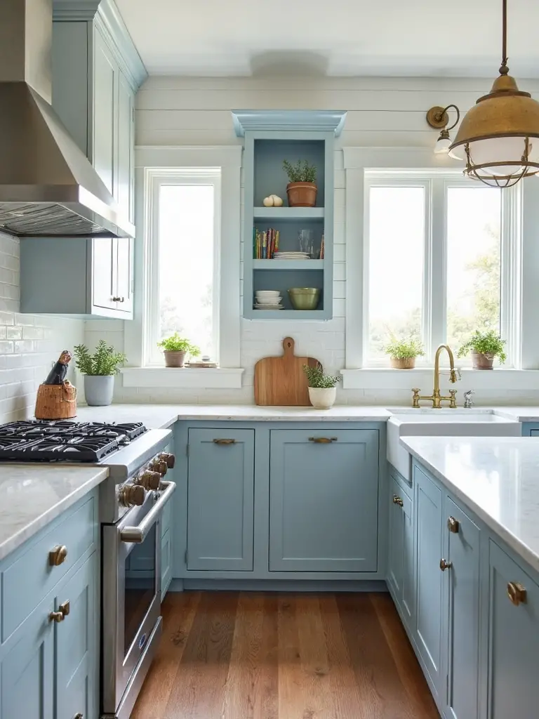 serene coastal farmhouse kitchen charm