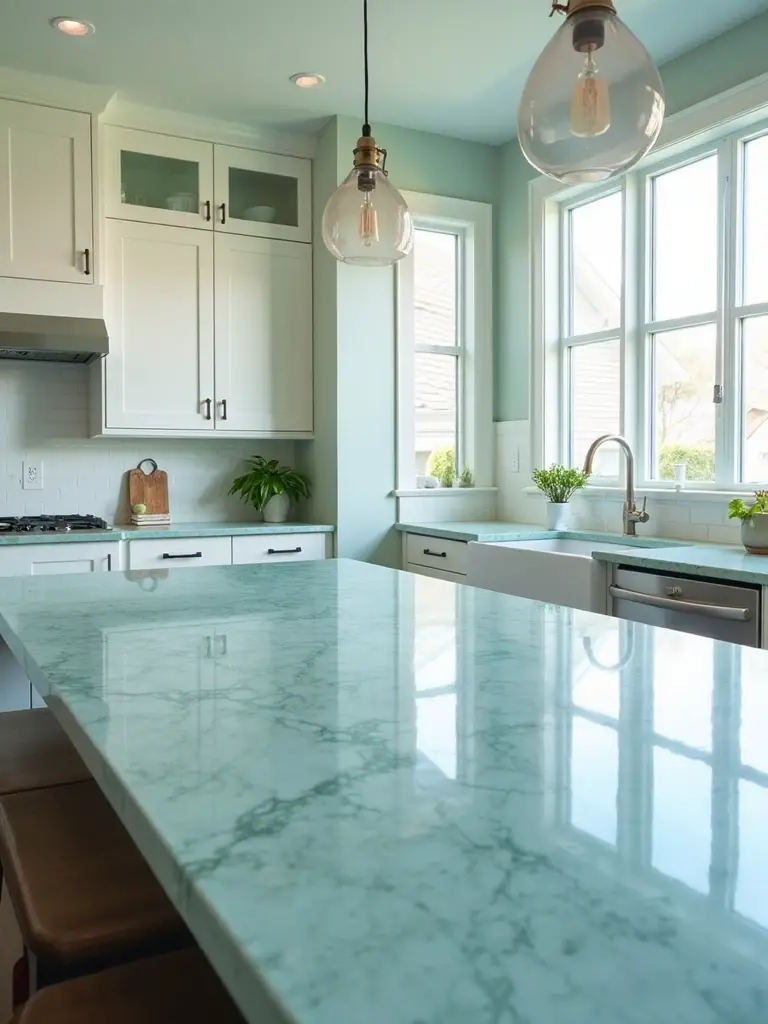 serene ocean inspired countertop materials