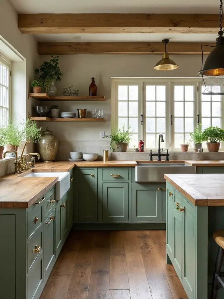 serene rustic nature inspired kitchen