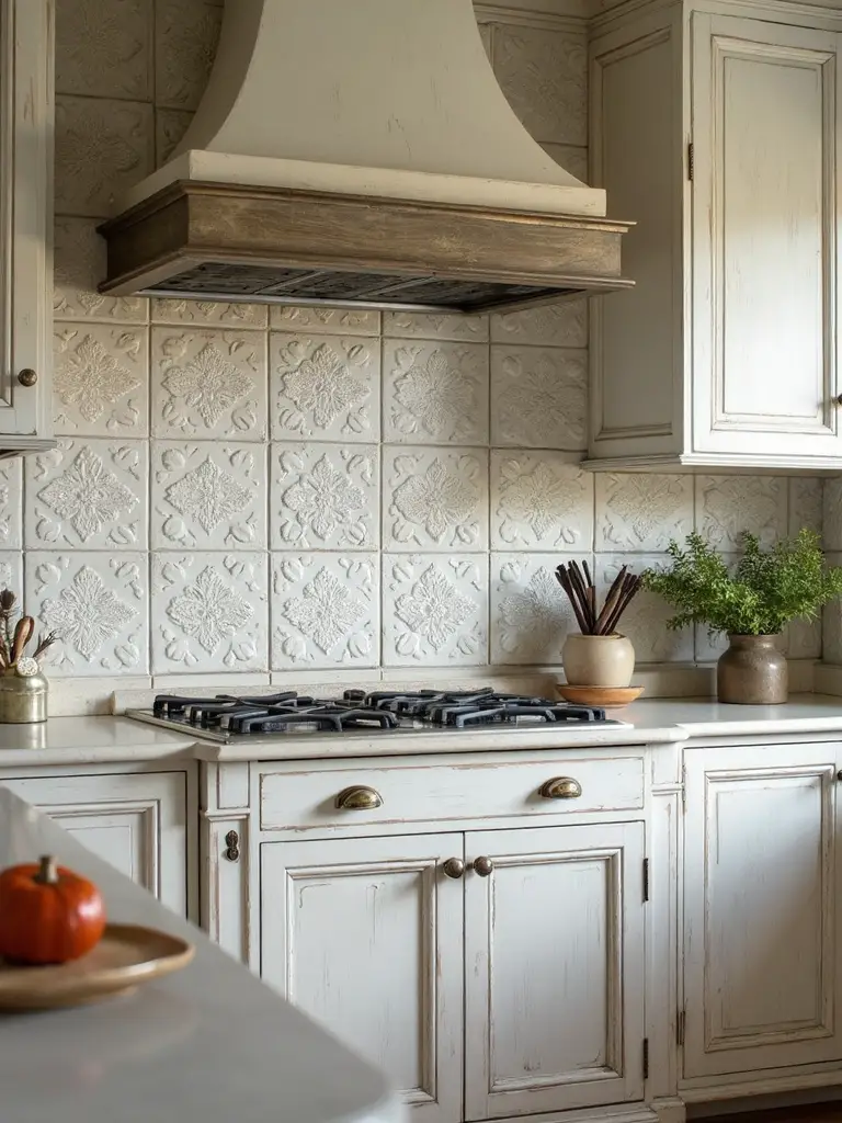 shabby chic tin tile backsplash