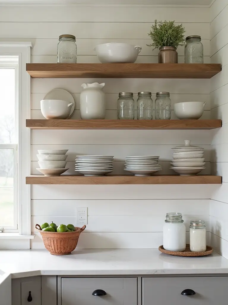 showcase curated treasures with farmhouse flair