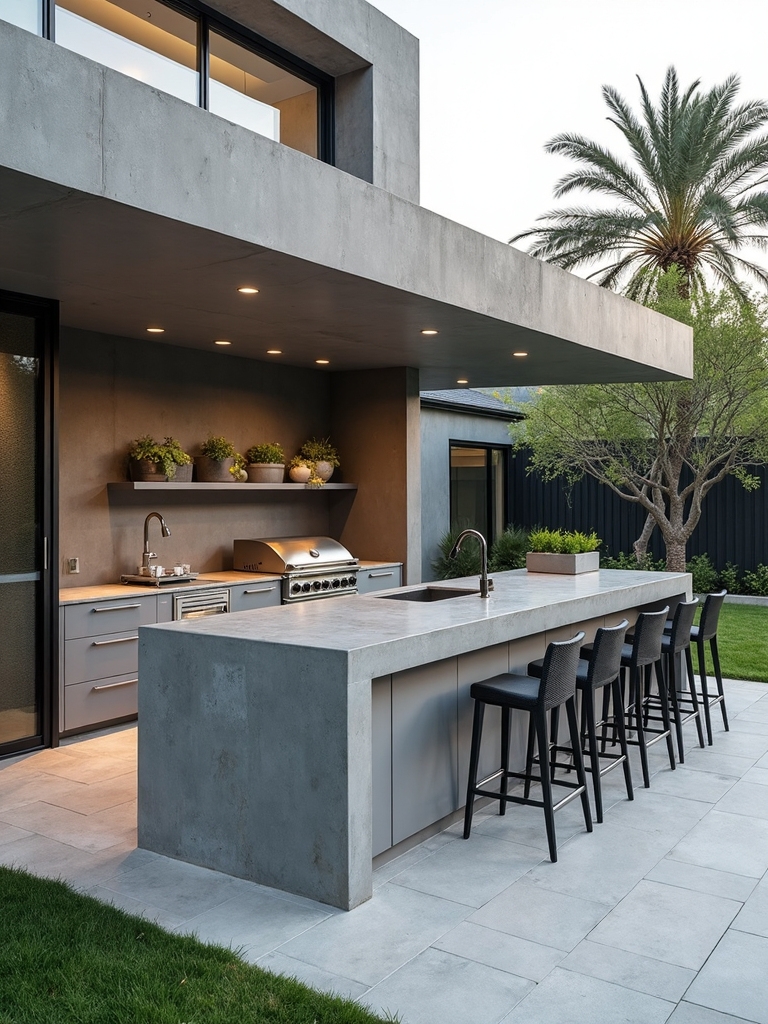 sleek concrete outdoor kitchen ideas