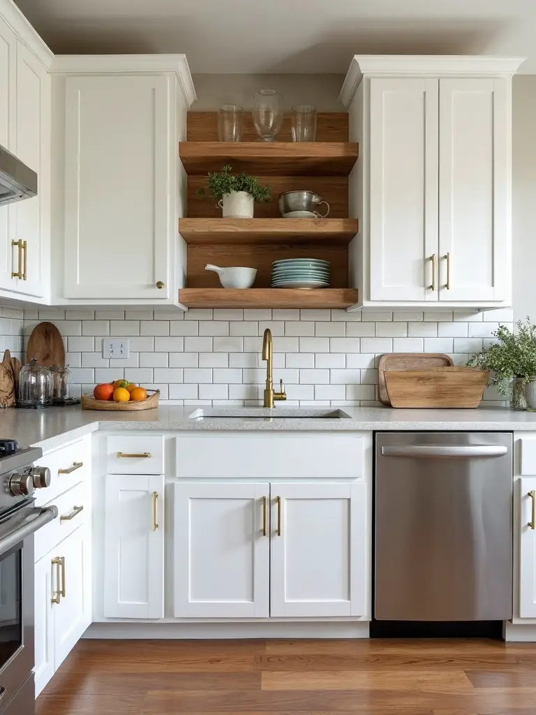 sophisticated farmhouse backsplash visual continuity