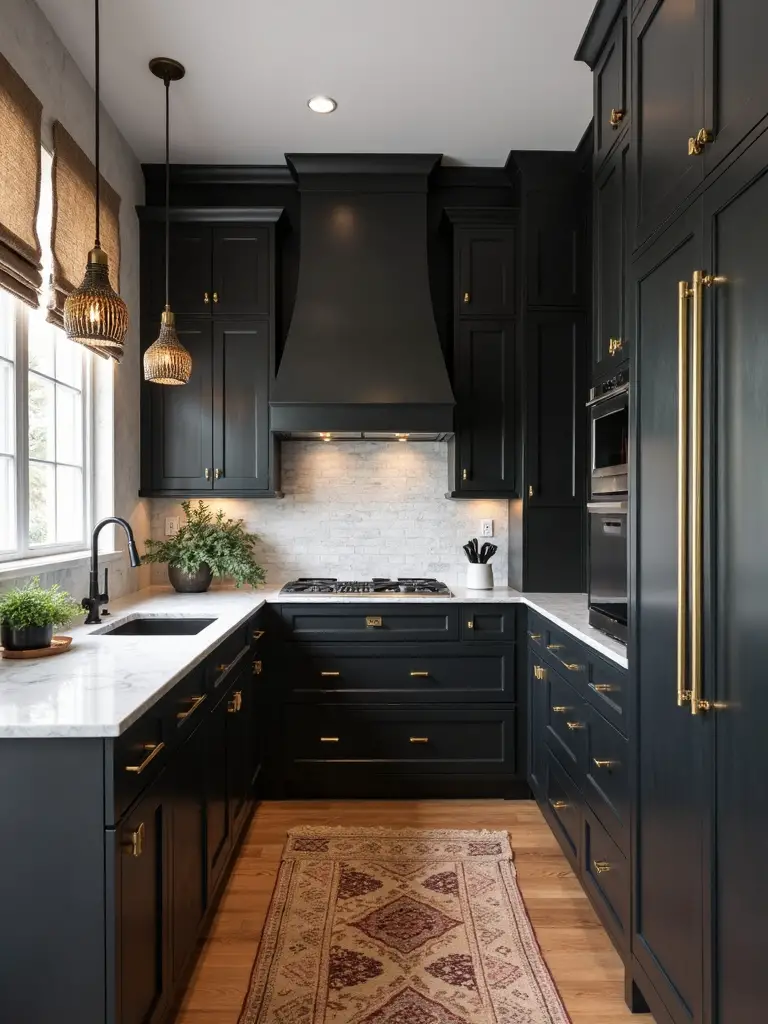 sophisticated moody traditional modular kitchen